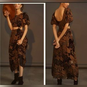 Anthropologie
LET ME BE BURNOUT VELVET MAXI
DRESS in Black Motif size L